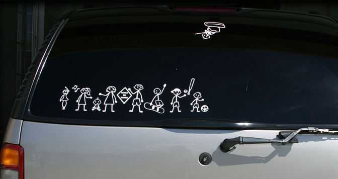 Stick-figure family car decals: Are they dangerous?